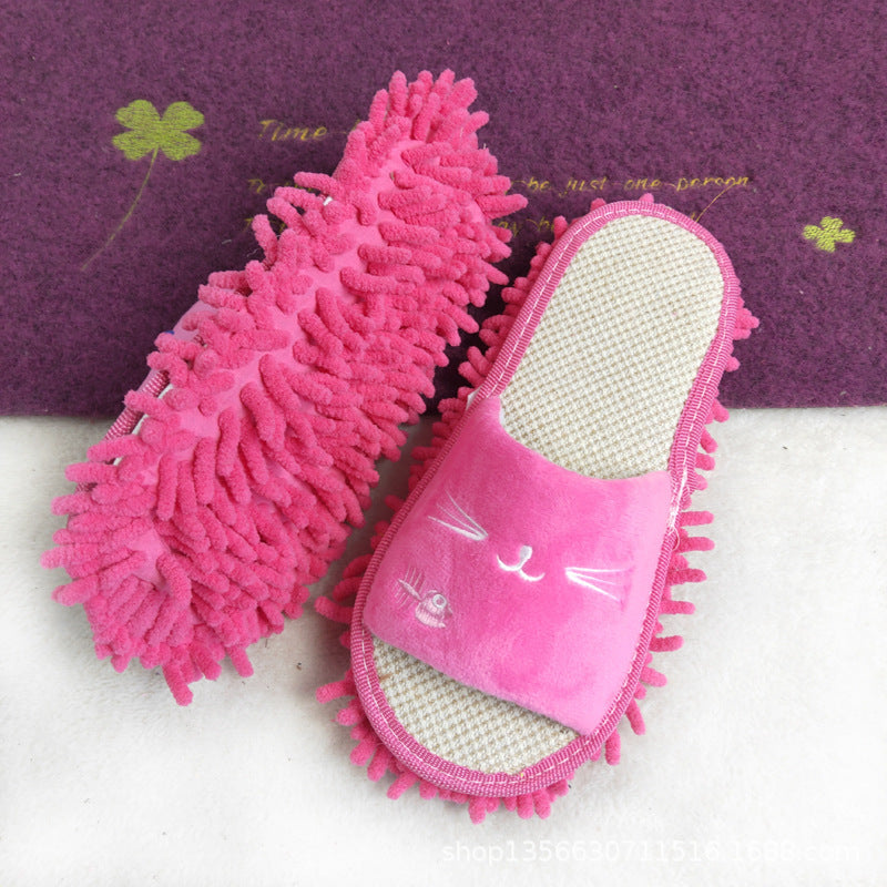 Flower-patterned wooden floor lazy person mopping and mopping slippers
