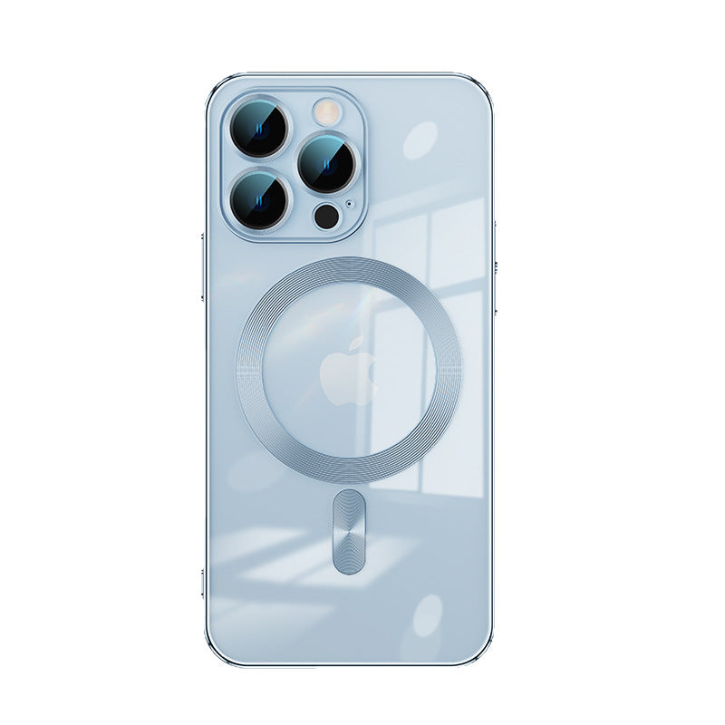 The phone case is magnetically electroplated and transparent