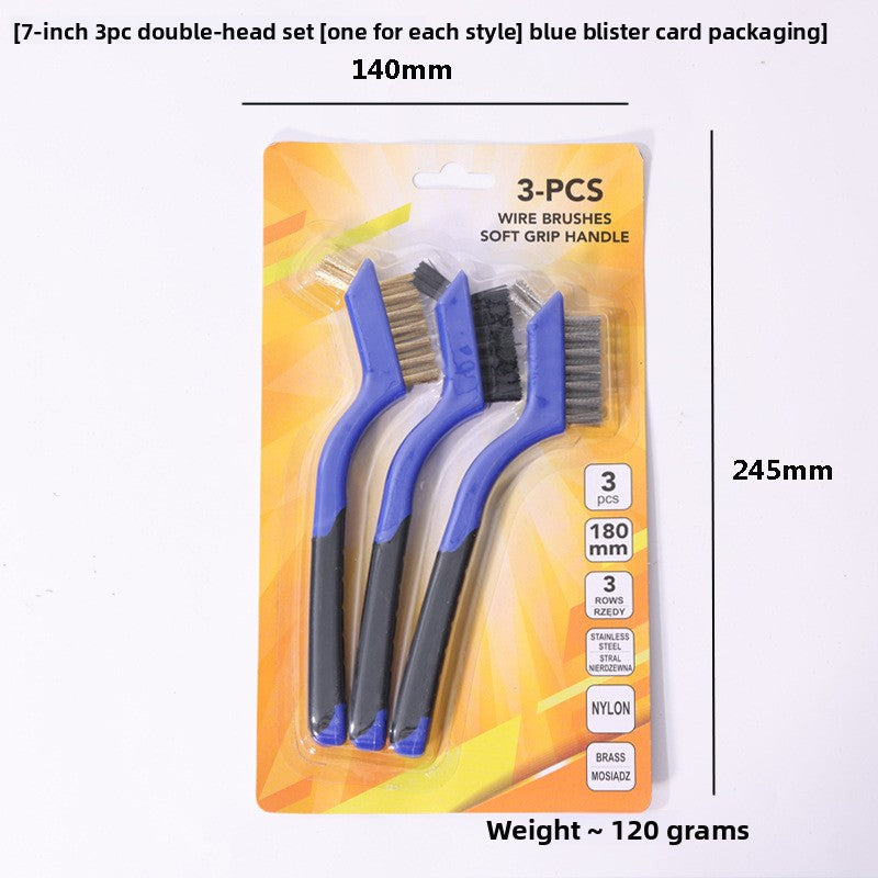 Nine-horse 3pc Double-head set of wire brushes