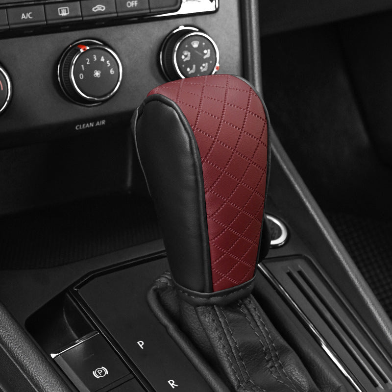 Car Perforated Breathable Cowhide Gear Sleeve
