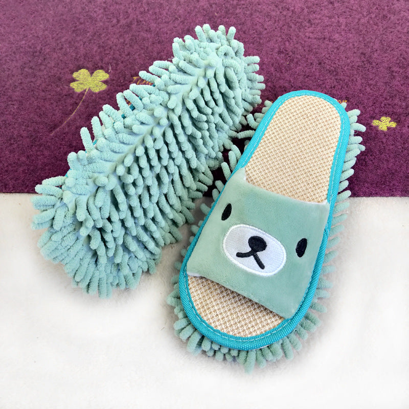 Flower-patterned wooden floor lazy person mopping and mopping slippers