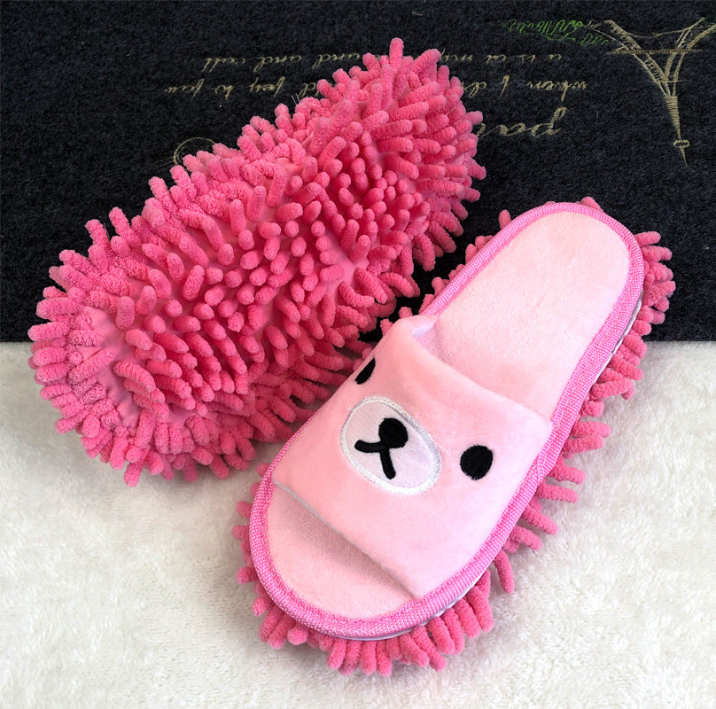 Flower-patterned wooden floor lazy person mopping and mopping slippers