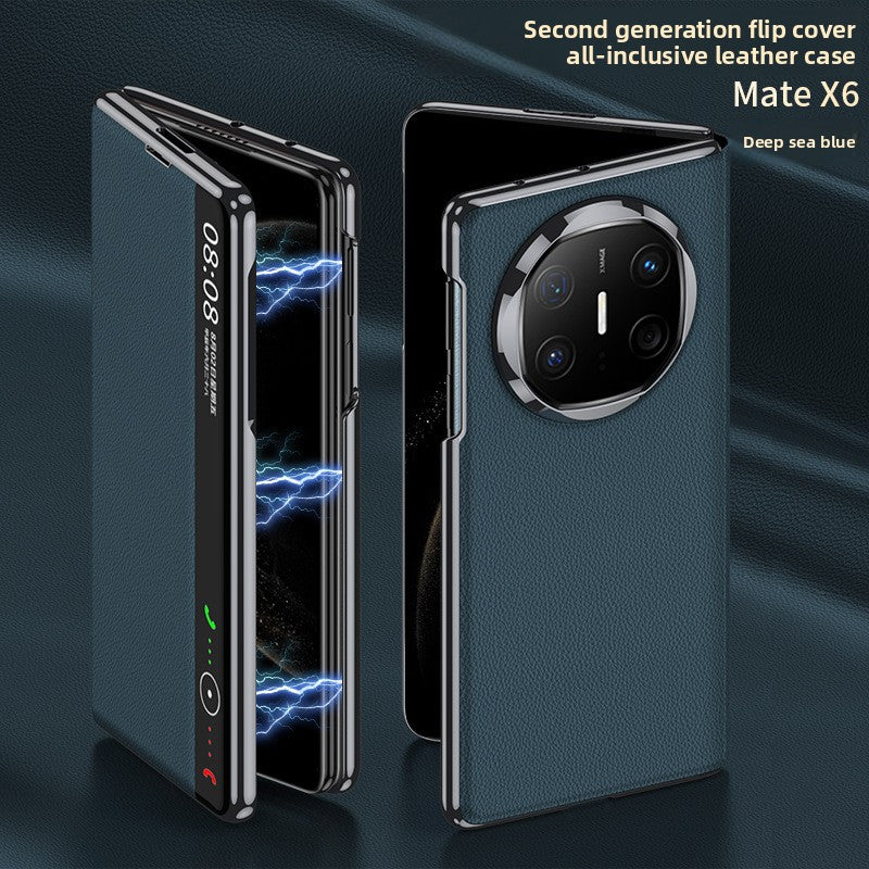 Foldable screen plain leather phone case