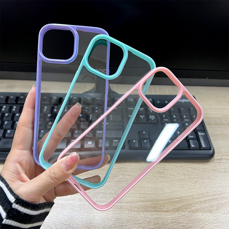 DIY Drop Gel & Cream Glue Transparent Phone Case for iPhone 11 - 16 Pro Max Acrylic Color framed Transparent TPU Shell