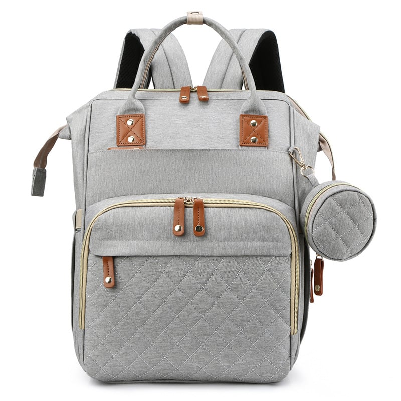Lightweight Mommy Backpack with Foldable Baby Bed Stroller Compatible Large Capacity Diaper Bag