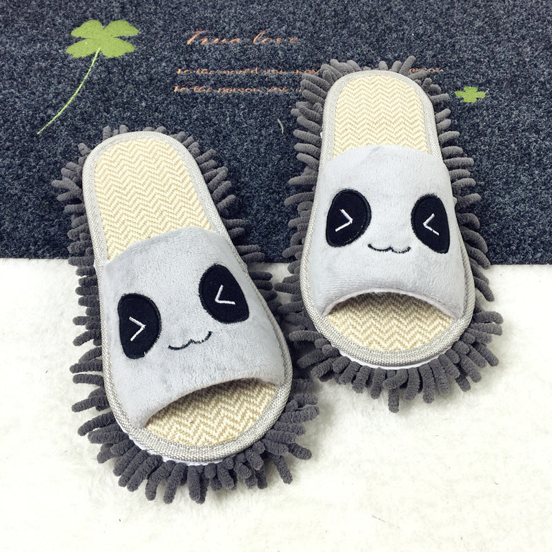 Flower-patterned wooden floor lazy person mopping and mopping slippers