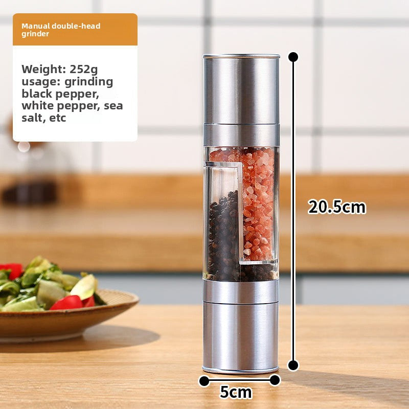 Manual double-headed sea salt pepper grinder
