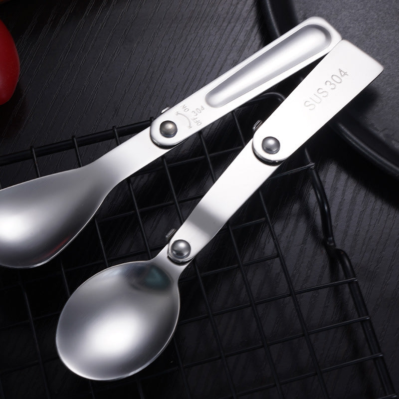 Stainless steel folding spoon outdoor picnic spoon
