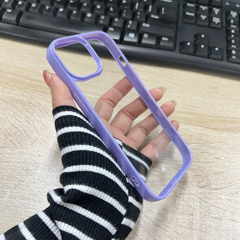 DIY Drop Gel & Cream Glue Transparent Phone Case for iPhone 11 - 16 Pro Max Acrylic Color framed Transparent TPU Shell