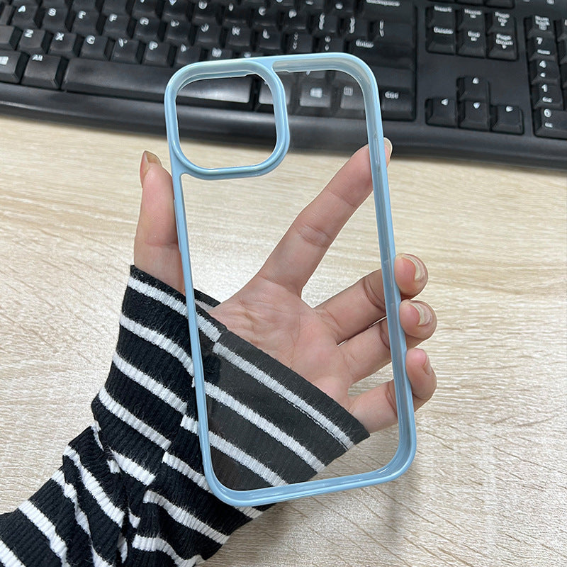 DIY Drop Gel & Cream Glue Transparent Phone Case for iPhone 11 - 16 Pro Max Acrylic Color framed Transparent TPU Shell