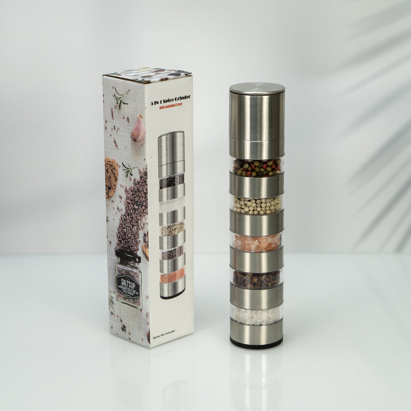 Stainless steel pepper grinder