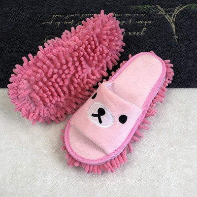 Flower-patterned wooden floor lazy person mopping and mopping slippers