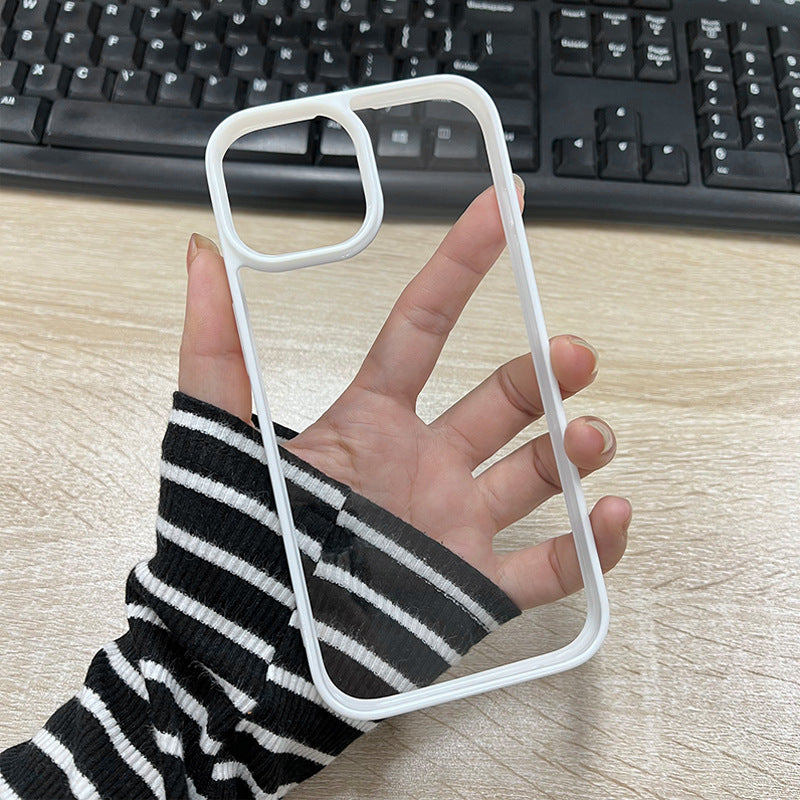 DIY Drop Gel & Cream Glue Transparent Phone Case for iPhone 11 - 16 Pro Max Acrylic Color framed Transparent TPU Shell