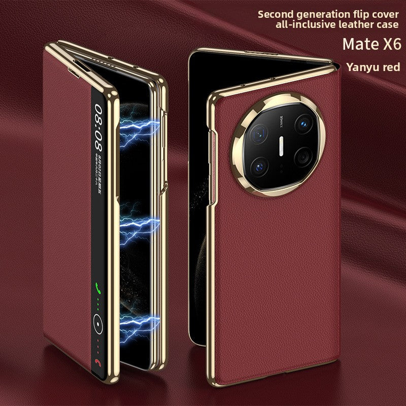 Foldable screen plain leather phone case
