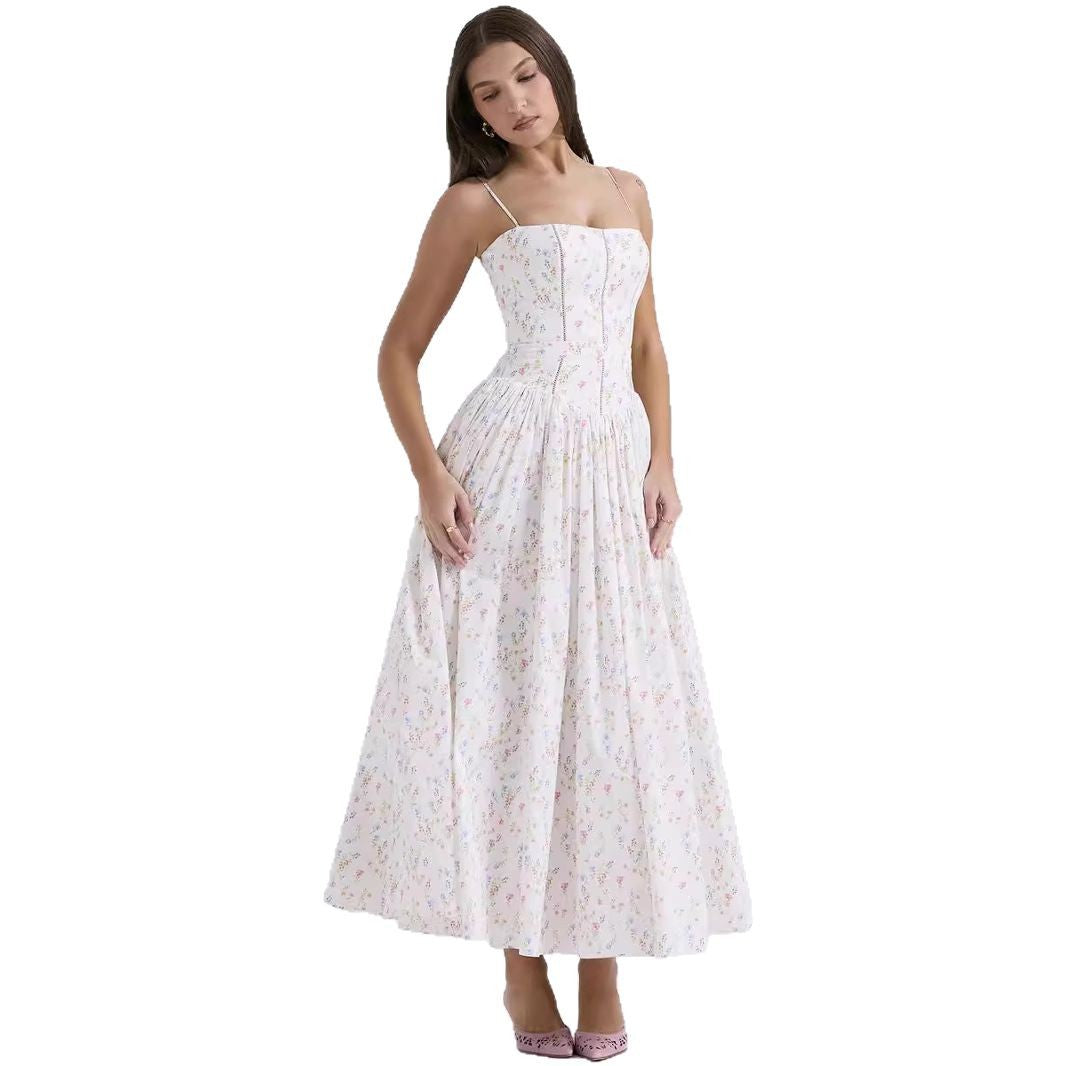 2024 Fairy Elegant Fashion High-end Sense French Sling Gentle Style Dress Slimming Floral Sling Dress