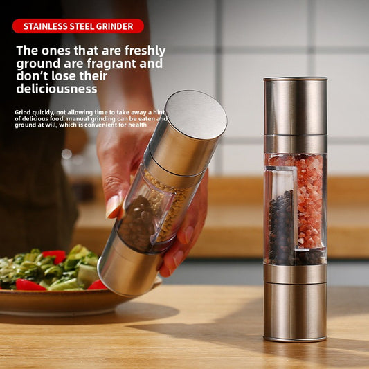 Manual double-headed sea salt pepper grinder