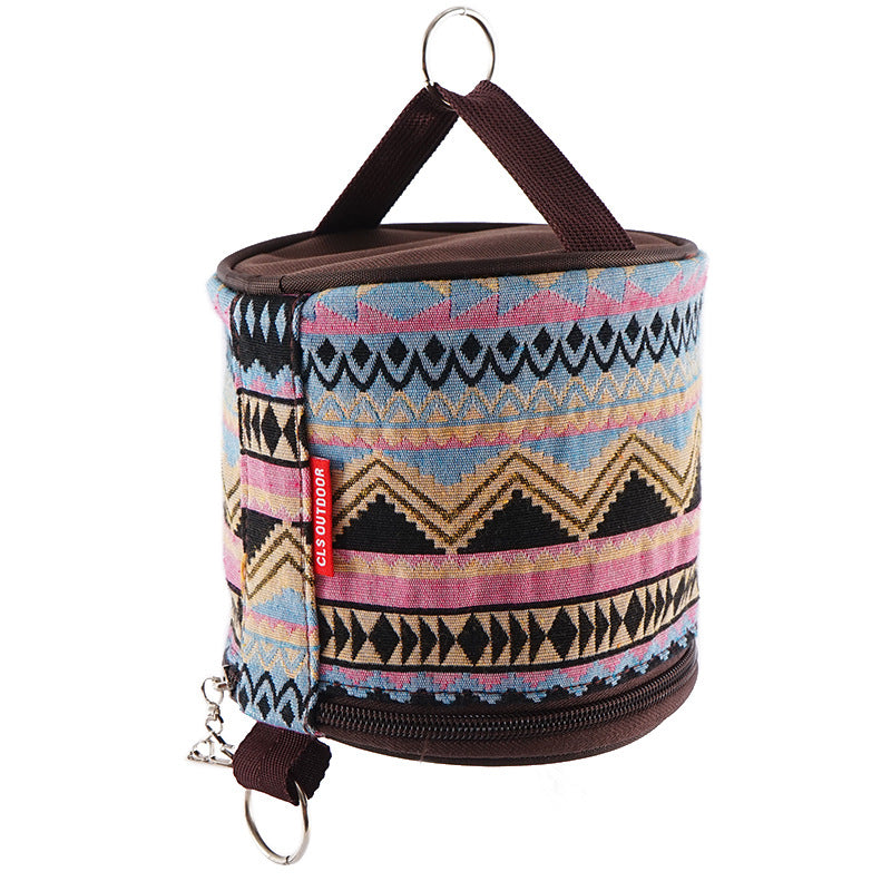 Outdoor camping folding ethnic-style tissue box storage bag