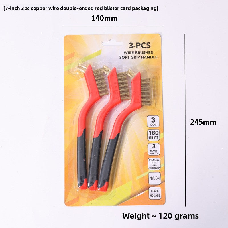 Nine-horse 3pc Double-head set of wire brushes
