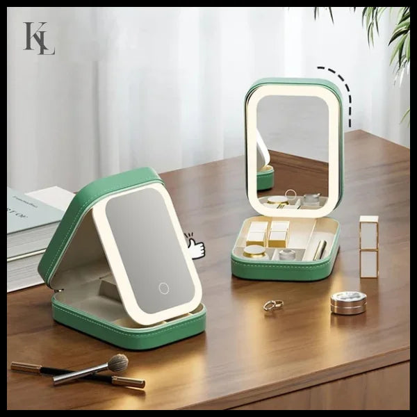 Makeup Bag With Led Light Mirror Portable