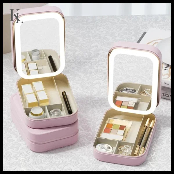 Makeup Bag With Led Light Mirror Portable