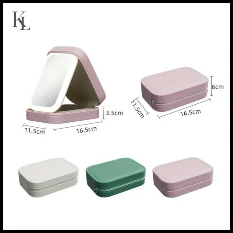 Multifunctional LED Light Cosmetic Mirror Cosmetic Bag Jewelry