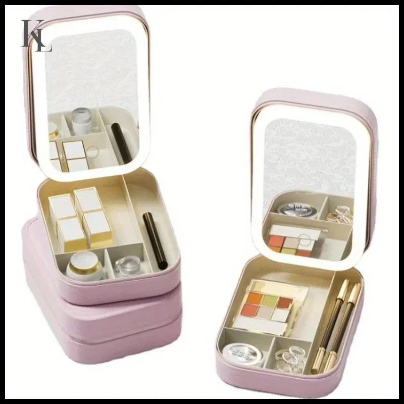 Multifunctional LED Light Cosmetic Mirror Cosmetic Bag Jewelry