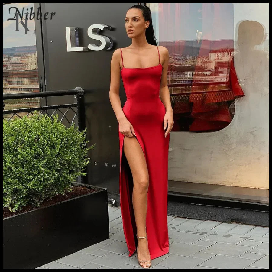 Nibber Red Black Lace-Up Midi Dress