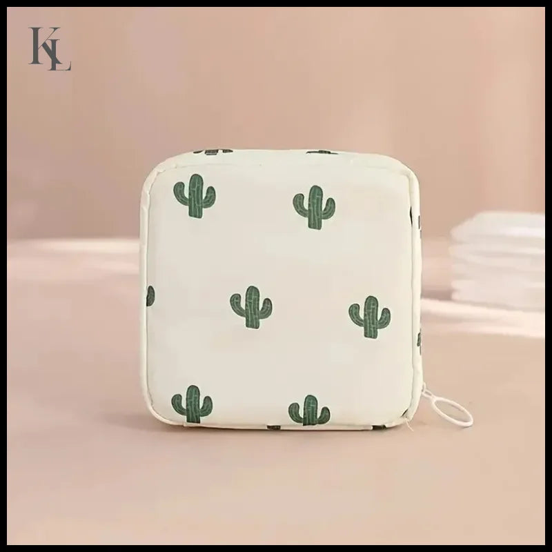 Sanitary Napkin Storage Pouch Beige Cactus