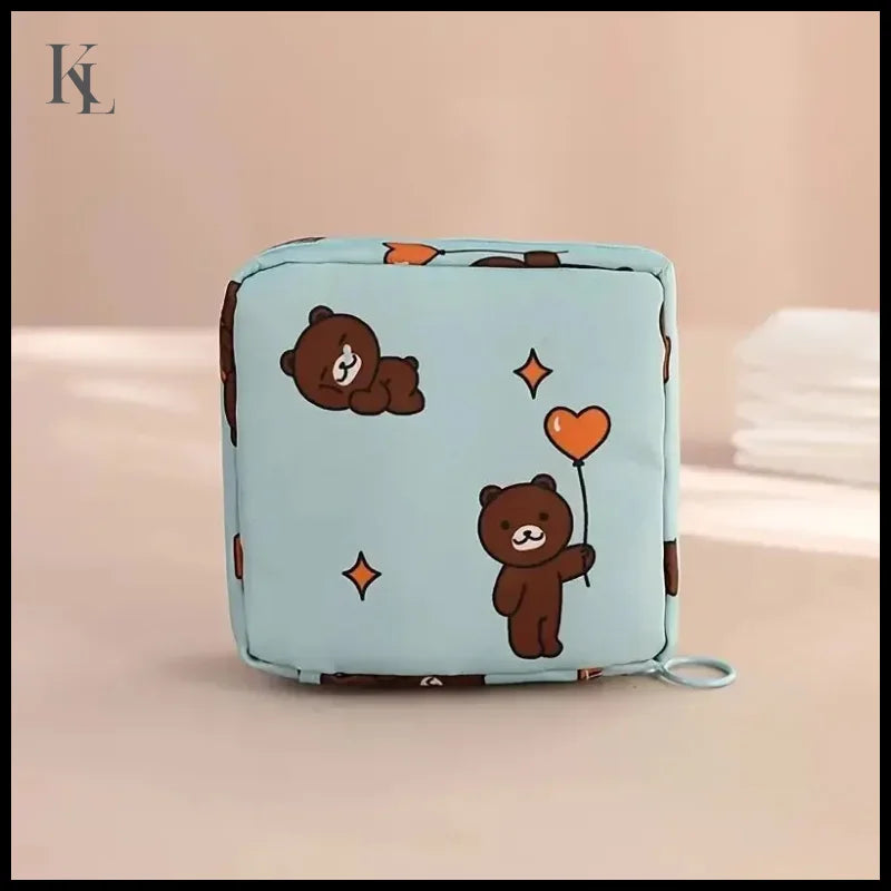 Sanitary Napkin Storage Pouch Blue Bear