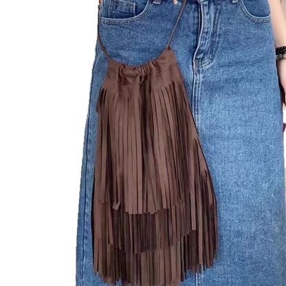 Deerskin Velvet Tassel Crossbody Bag