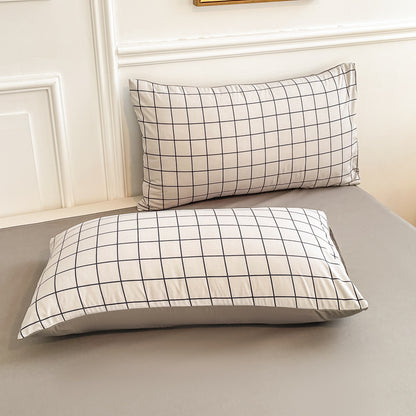 Button-style washed cotton four-piece bedding set
