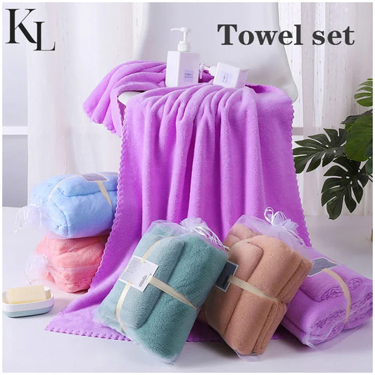 2PC Bath Towels Set Super Soft Highly Absorbent Quick-drying