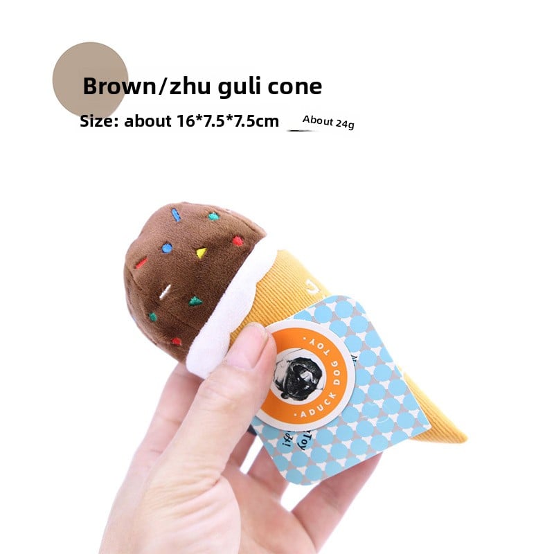 Dog pet toys, shrimp sausages, cheese pizza ice cream cones, training dog toys
