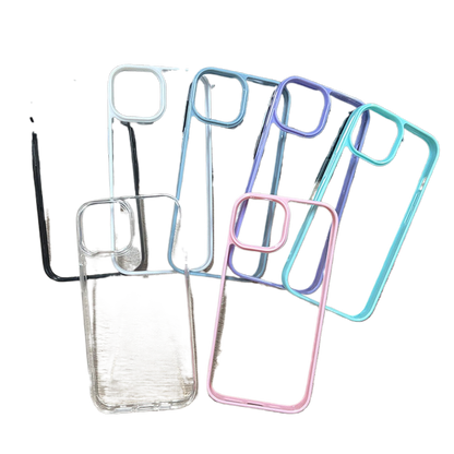 DIY Drop Gel & Cream Glue Transparent Phone Case for iPhone 11 - 16 Pro Max Acrylic Color framed Transparent TPU Shell