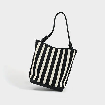 Black and White Stripe High-grade Bucket Bag