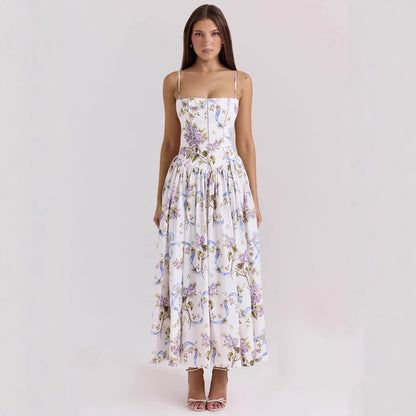 2024 Fairy Elegant Fashion High-end Sense French Sling Gentle Style Dress Slimming Floral Sling Dress