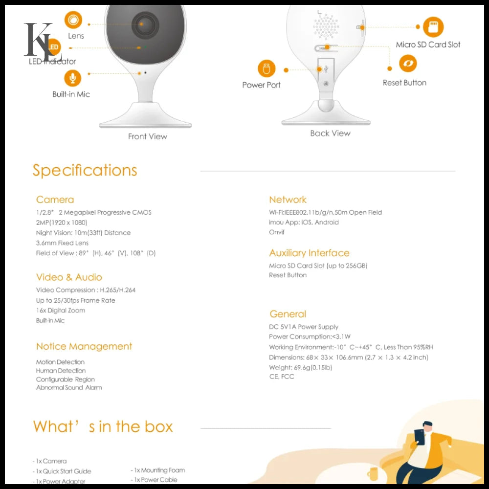4PCS IMOU Indoor Security Camera Baby Monitor Wi-Fi IP