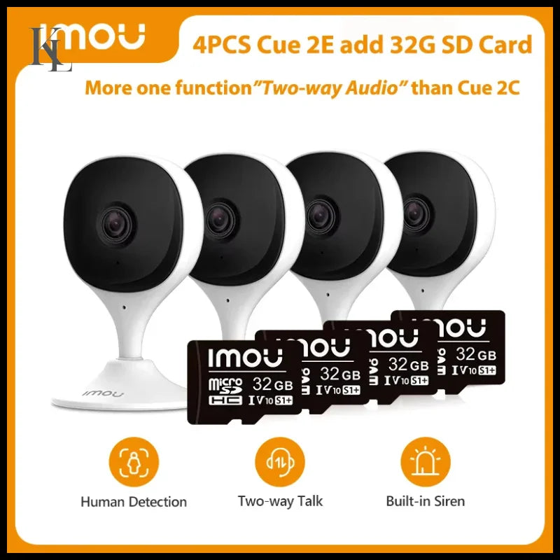 4PCS IMOU Indoor Security Camera Baby Monitor Wi-Fi IP 4PCS Cue 2E add 32G / Eu plug / 3.6mm|CHINA