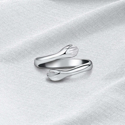 Alloy Simple Hands Hug Ring Opening Adjustable Jewelry