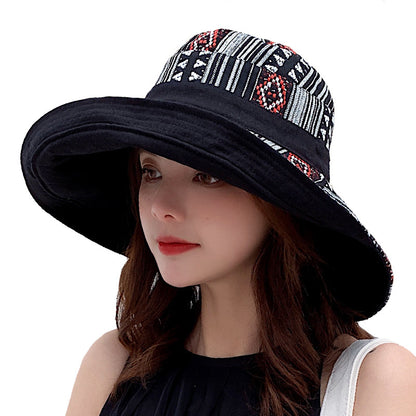 Summer ethnic style double-sided sun hat