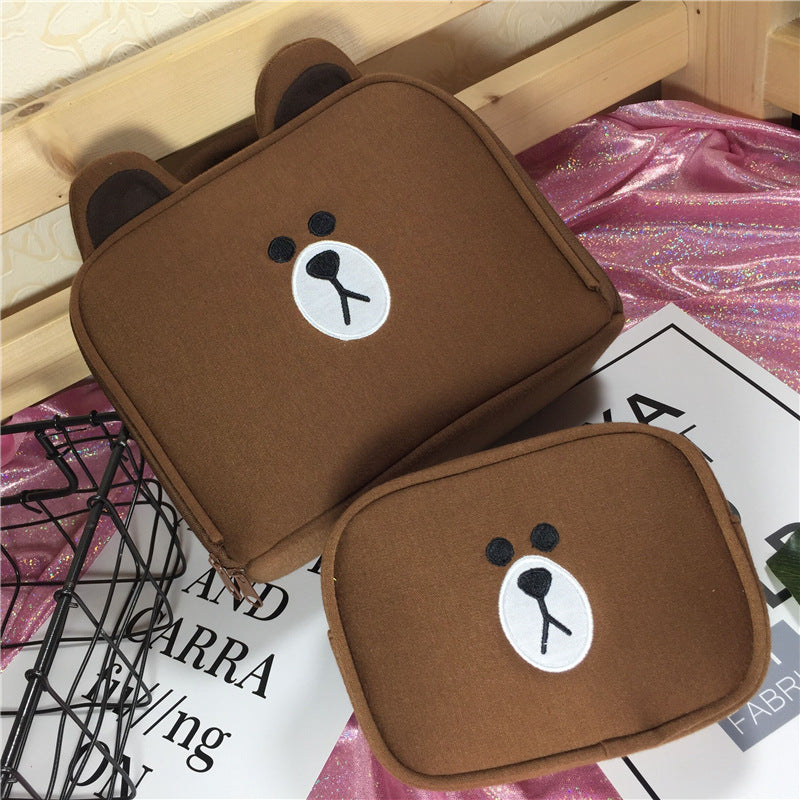 Cartoon Brown Bear Large Capacity Cosmetic Bag