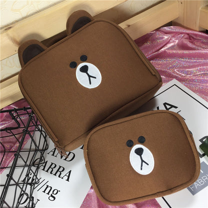 Cartoon Brown Bear Large Capacity Cosmetic Bag