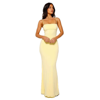 Sexy, slimming, backless, halter dress in solid color