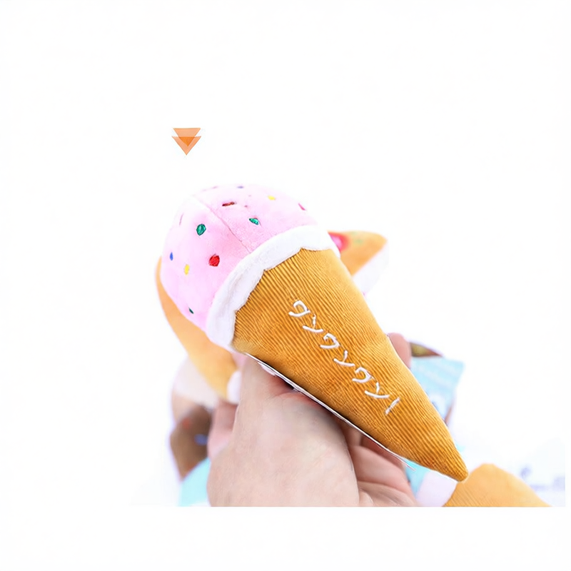 Dog pet toys, shrimp sausages, cheese pizza ice cream cones, training dog toys