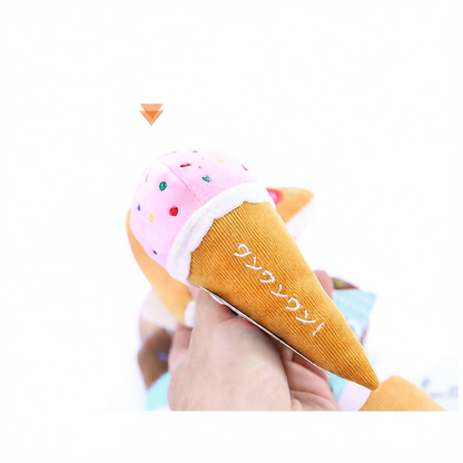 Dog pet toys, shrimp sausages, cheese pizza ice cream cones, training dog toys