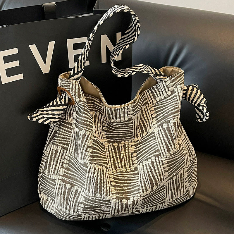 High-end Sense Plaid Canvas Bag