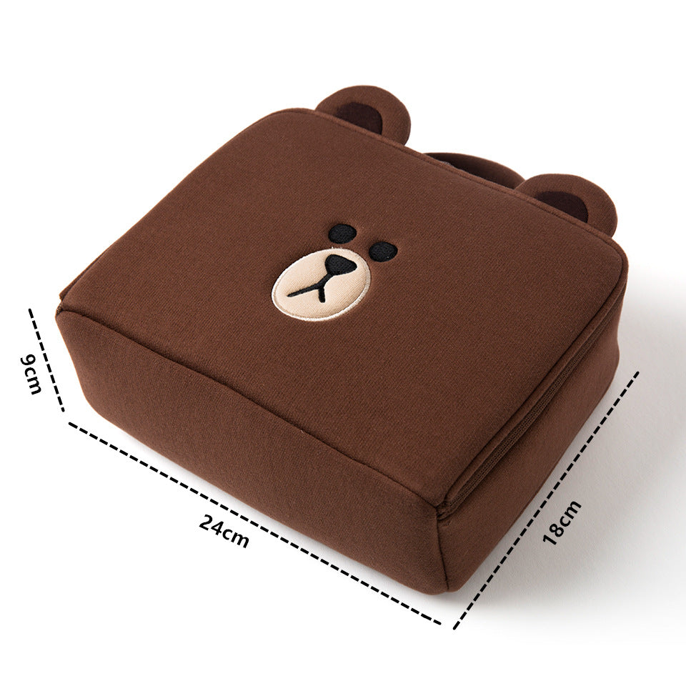 Cartoon Brown Bear Large Capacity Cosmetic Bag