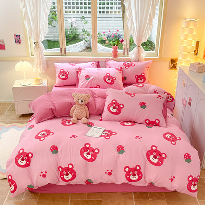 4-piece bedding set, pure cotton bed sheet and duvet cover