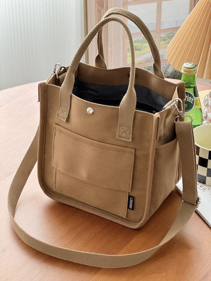 Canvas three-dimensional multi-pocket tote handbag