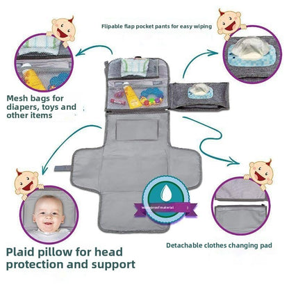 Portable diaper changing stroller hanging diaper pad bag